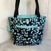 Eucalyptus Botanical Print Mini Tote Bag - Black and Aqua Blue Shoulder Bag
