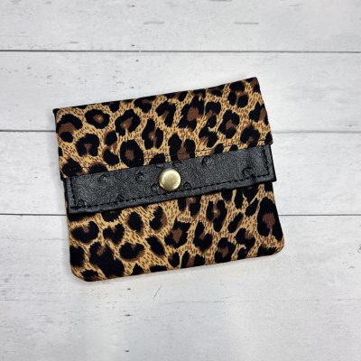 Small Leopard Print Card and Coin Wallet - Women's Mini ID Wallet with Snap Tab