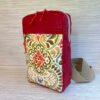 Red Waxed Canvas Sling Bag Boho Style Accent Fabric - Sandhill Sling Crossbody Bag