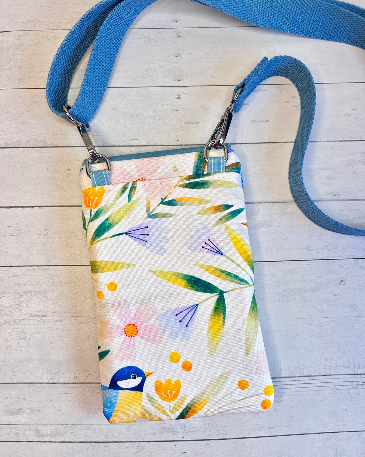 Nature Inspired Waxed Canvas Crossbody Bag - Spring Summer Cell Phone Pouch - Bird Lover Gift - Image 4