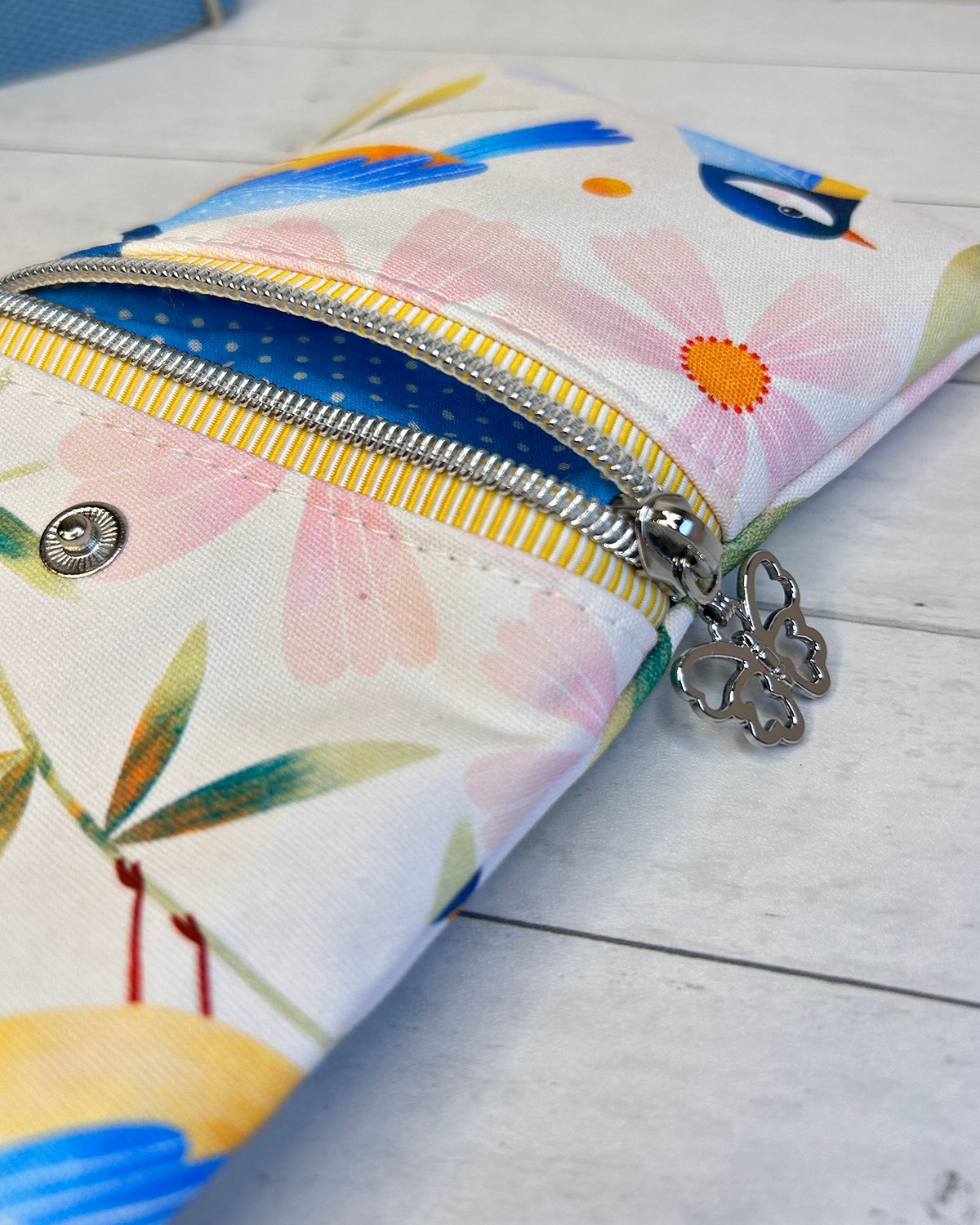 Nature Inspired Waxed Canvas Crossbody Bag - Spring Summer Cell Phone Pouch - Bird Lover Gift - Image 7