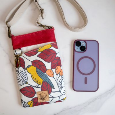 Mini Crossbody Bag for Phone - Bird Lover Print Phone Pouch - Nature Inspired Minimalist Purse