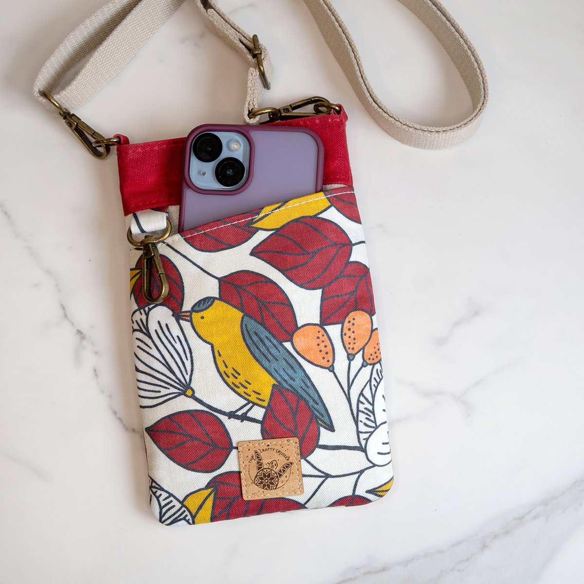 Mini Crossbody Bag for Phone - Bird Lover Print Phone Pouch - Nature Inspired Minimalist Purse - Image 2