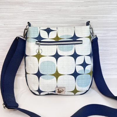 Mid Century Modern Crossbody Bag - Retro Geometric Print - Handmade Fabric Purse