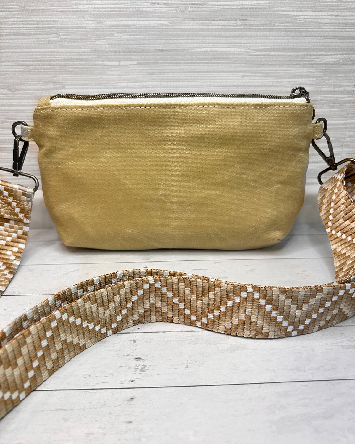 Neutral Beige Tan Belt Bag Front Flap Fanny Pack, Handmade Khaki Crossbody Bag for Women - Image 3