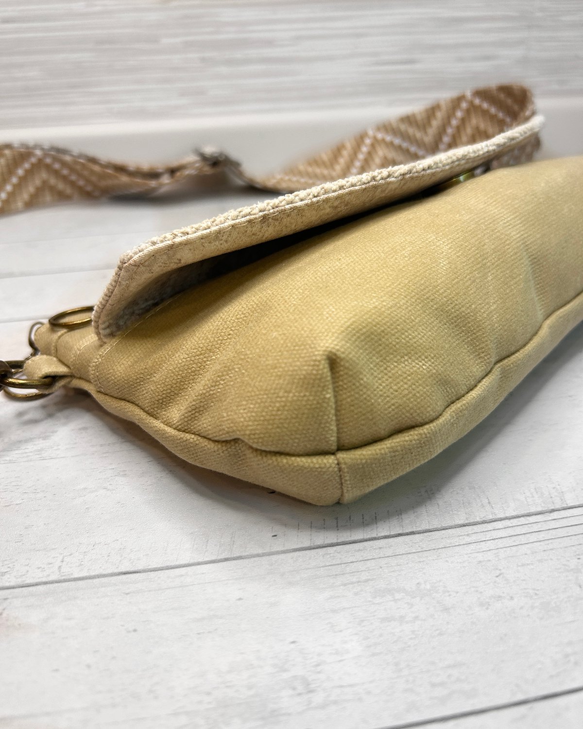 Neutral Beige Tan Belt Bag Front Flap Fanny Pack, Handmade Khaki Crossbody Bag for Women - Image 8