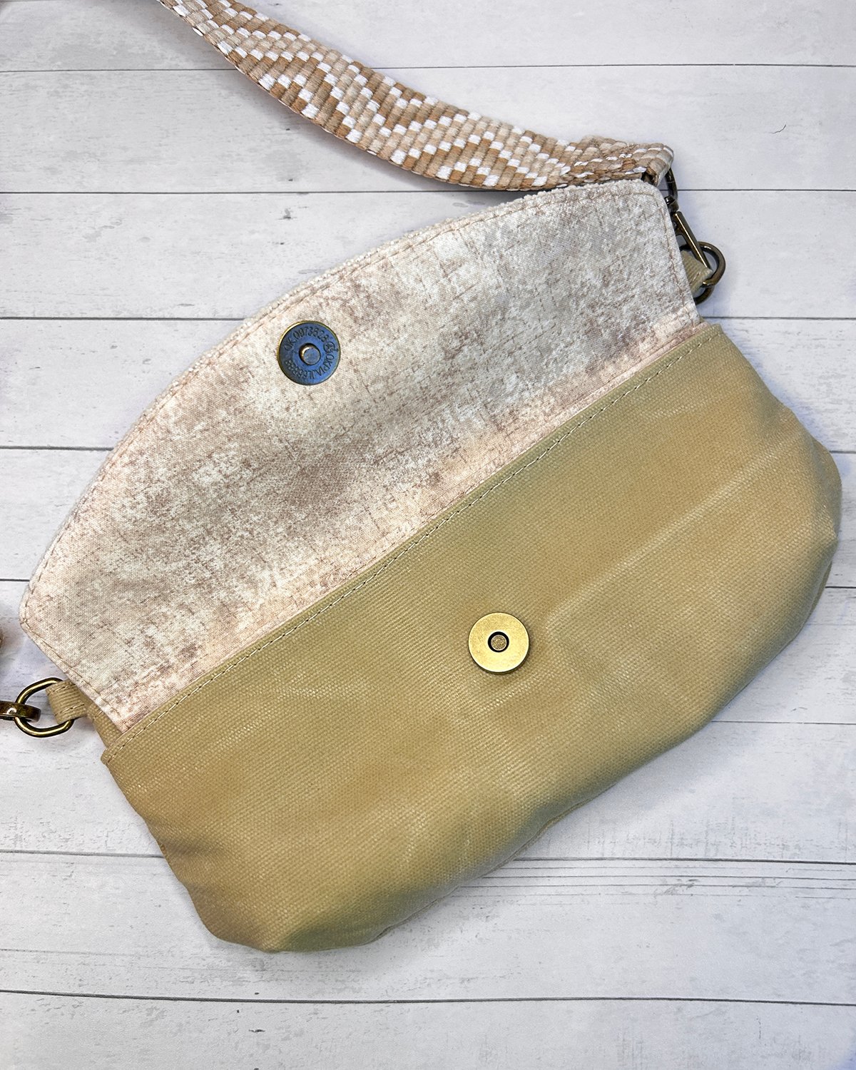 Neutral Beige Tan Belt Bag Front Flap Fanny Pack, Handmade Khaki Crossbody Bag for Women - Image 9