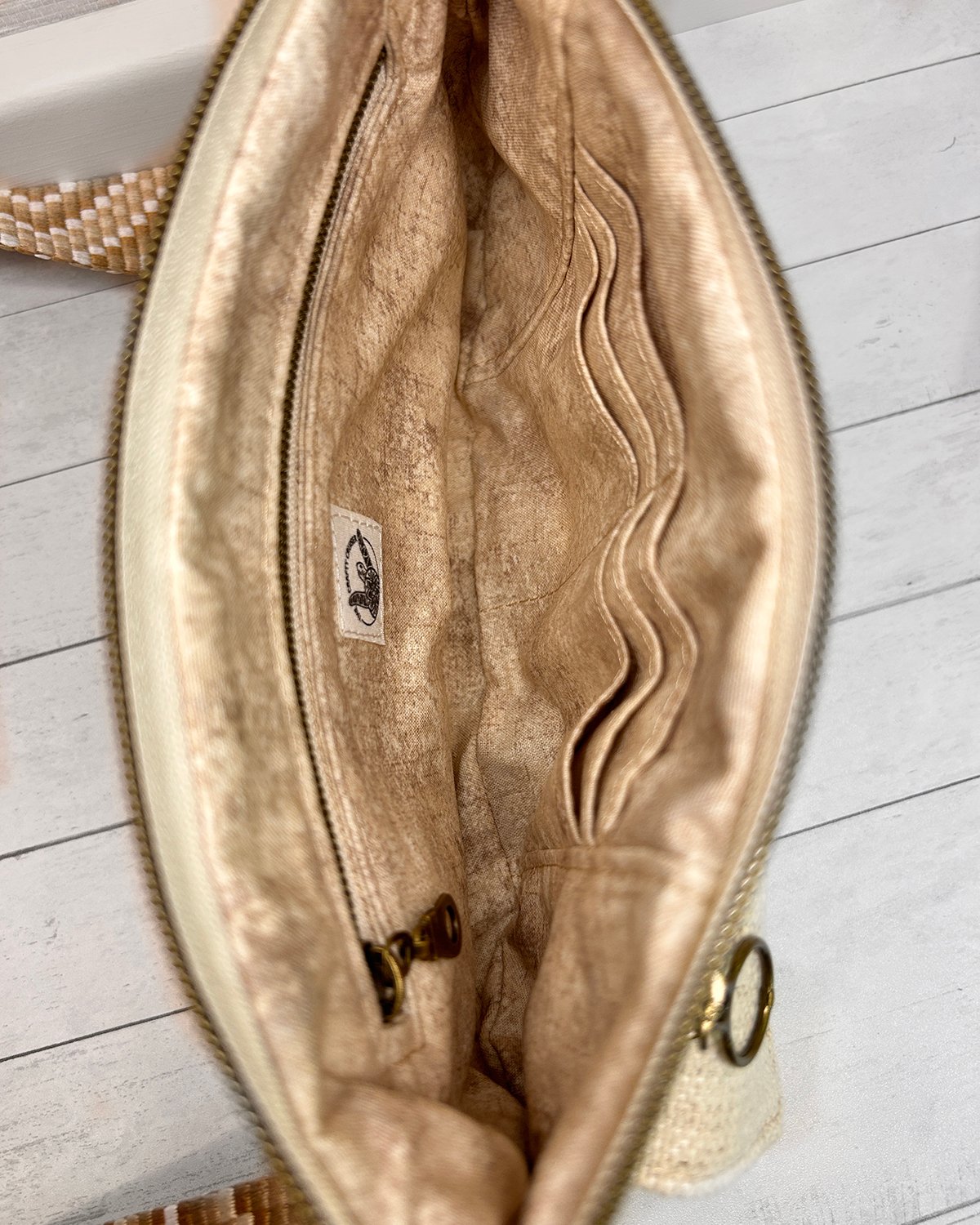 Neutral Beige Tan Belt Bag Front Flap Fanny Pack, Handmade Khaki Crossbody Bag for Women - Image 11