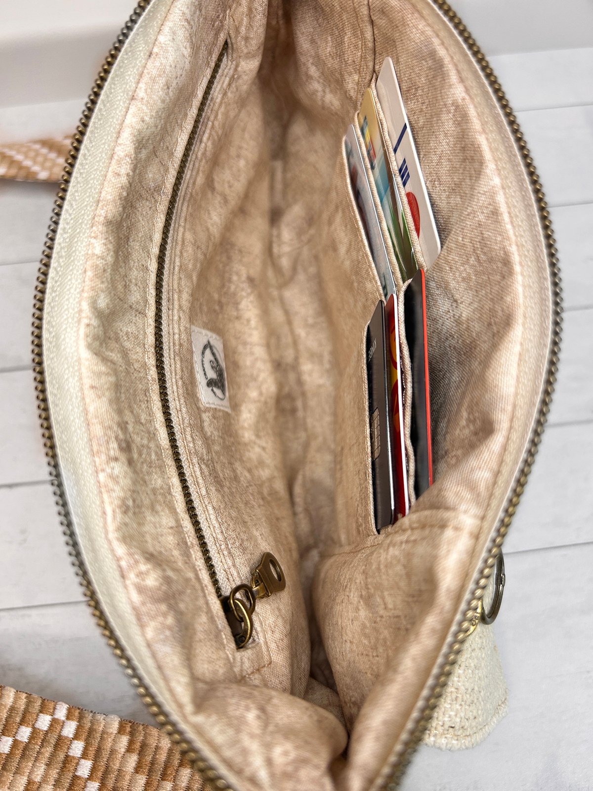 Neutral Beige Tan Belt Bag Front Flap Fanny Pack, Handmade Khaki Crossbody Bag for Women - Image 13