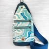 Handmade Ocean Theme Sling Bag – Teal & Turquoise Travel Crossbody Bag with Dual Zipper Pockets