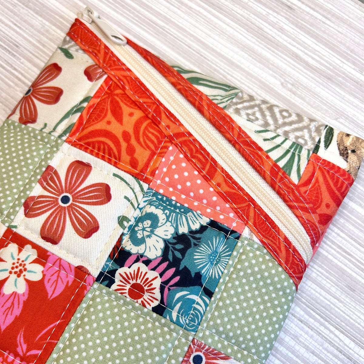 Padded E-reader Zipper Case - Quilted Patchwork Book Pouch - Fresh Floral Design E reader Journal Sleeve - Image 3