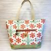 Vibrant Floral Tote Bag –  Handmade Spring Summer Shoulder Bag with Zipper Pocket