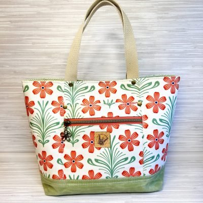 Vibrant Floral Tote Bag – Handmade Spring Summer Shoulder Bag with Zipper Pocket