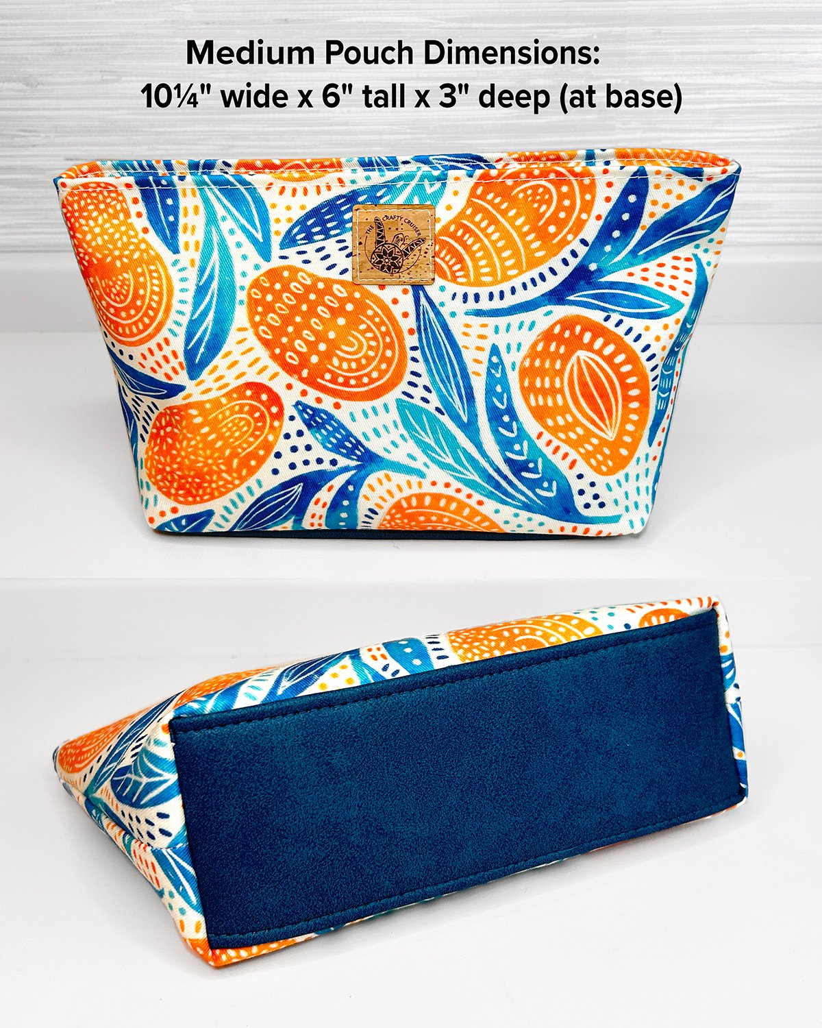 Mango Print Cosmetic Bag Set, Handmade Zipper Pouch Toiletry Set, Fun Summer Citrus Fruit Print - Image 9