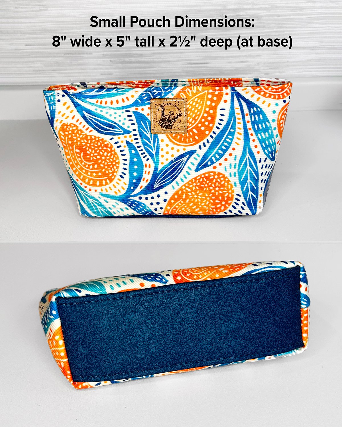 Mango Print Cosmetic Bag Set, Handmade Zipper Pouch Toiletry Set, Fun Summer Citrus Fruit Print - Image 10