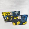 Black Floral Cosmetic Bag Set, Bold Tropical Flower Print Zipper Pouch, Handmade Toiletry Set