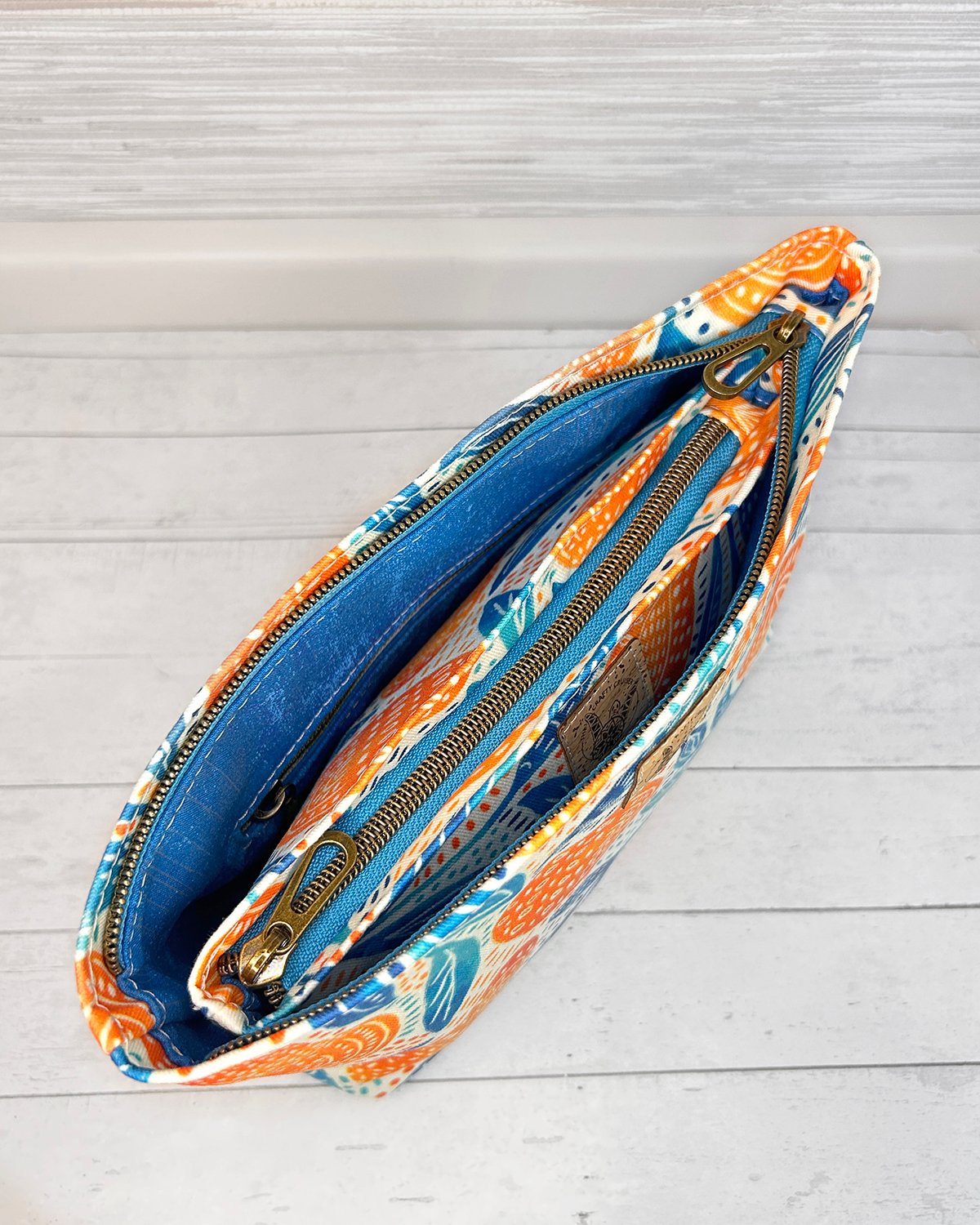 Mango Print Cosmetic Bag Set, Handmade Zipper Pouch Toiletry Set, Fun Summer Citrus Fruit Print - Image 12
