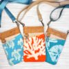 Cork Crossbody Phone Bag, Tropical Print Small Purse, Turtle Coral Sand Dollar phone Pouch