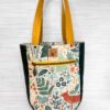 Woodland Animal Canvas Tote, Handmade Forest Nature Book Bag, Nature Lover Gift for Reader