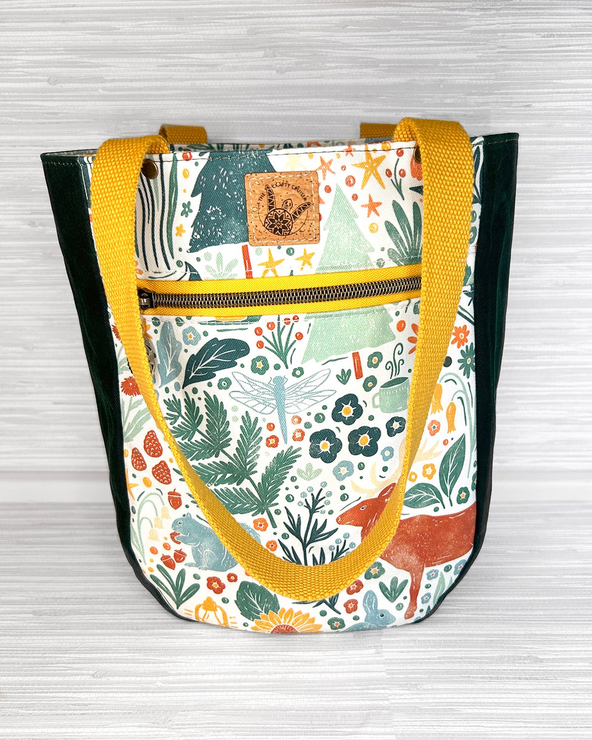 Woodland Animal Canvas Tote, Handmade Forest Nature Book Bag, Nature Lover Gift for Reader - Image 5