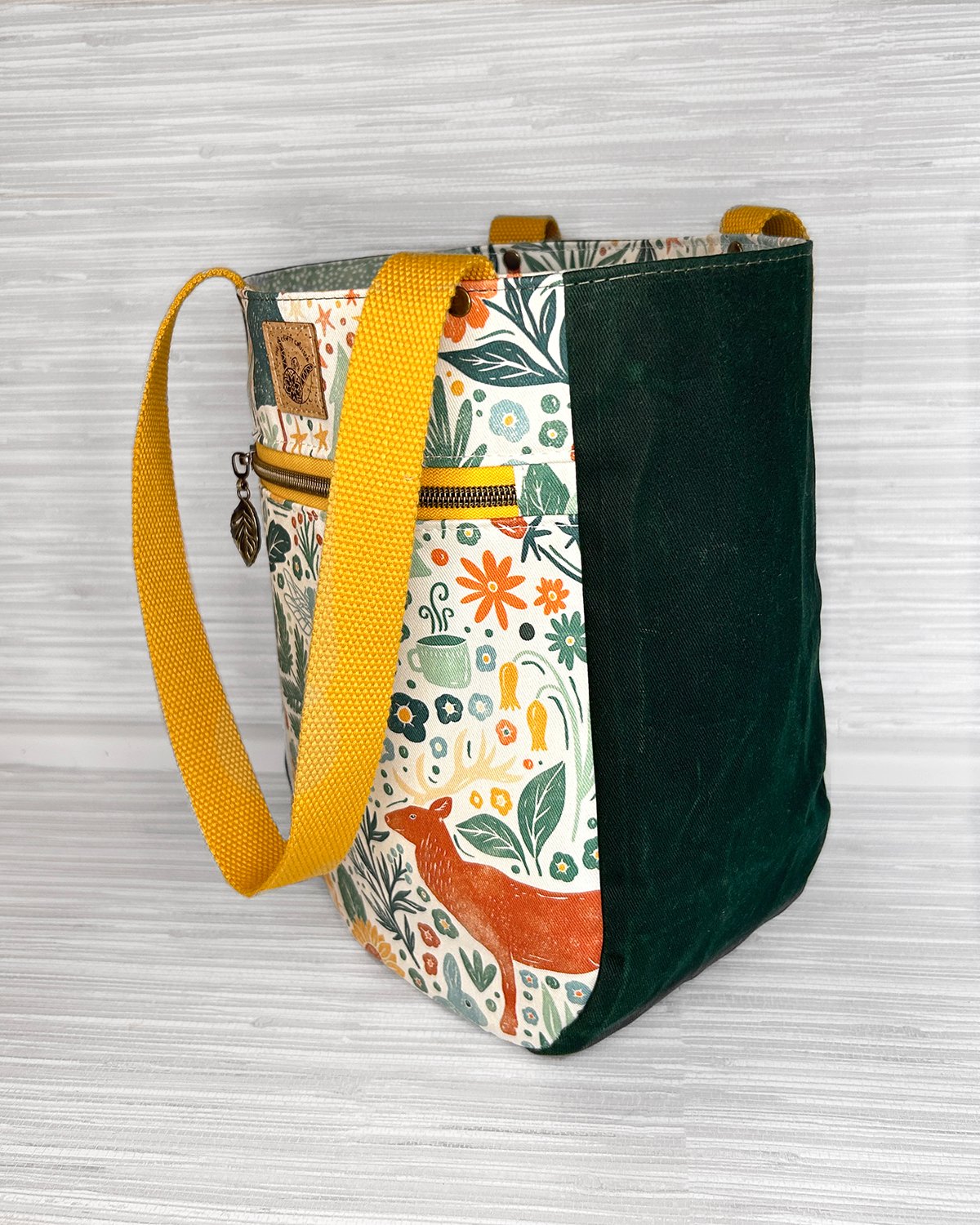 Woodland Animal Canvas Tote, Handmade Forest Nature Book Bag, Nature Lover Gift for Reader - Image 6