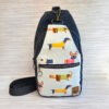 Dog Lover Sling Bag, Navy Waxed Canvas, Dachshund, Frenchie, Basset Hound Crossbody Bag
