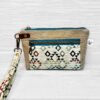 Aztec Print Wristlet Pouch, Southwestern Boho Clutch, Double Zipper Pouch with Wrist Strap