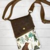 Bear Forest Print Crossbody Phone Bag, Waxed Canvas Small Purse, Woodland Animal Mini Bag, Outdoor Lover Gift