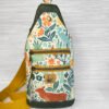 Illustrated Forest Sling Bag, Green Faux Leather Travel Crossbody Bag, Handmade Woodland Animal Sling