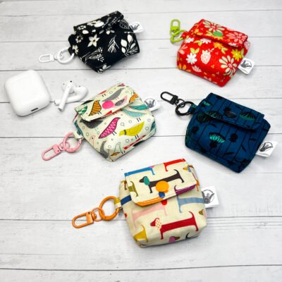 Earbud Case Keychain, Handmade Fabric Earbud Case, Airpod Case Bag Charm