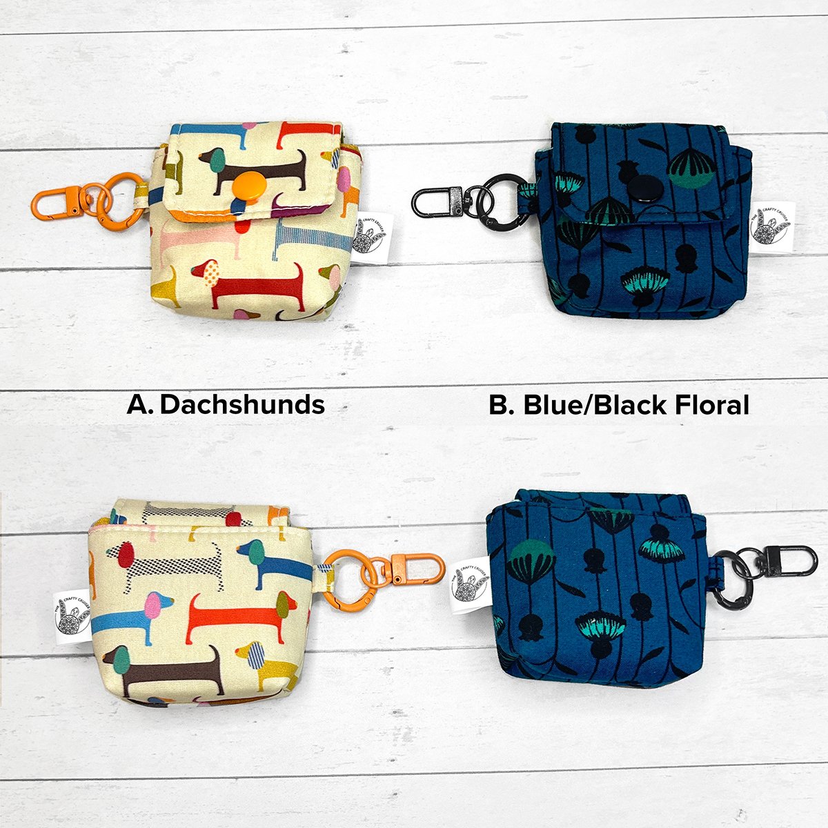 Earbud Case Keychain, Handmade Fabric Earbud Case, Airpod Case Bag Charm - Image 7