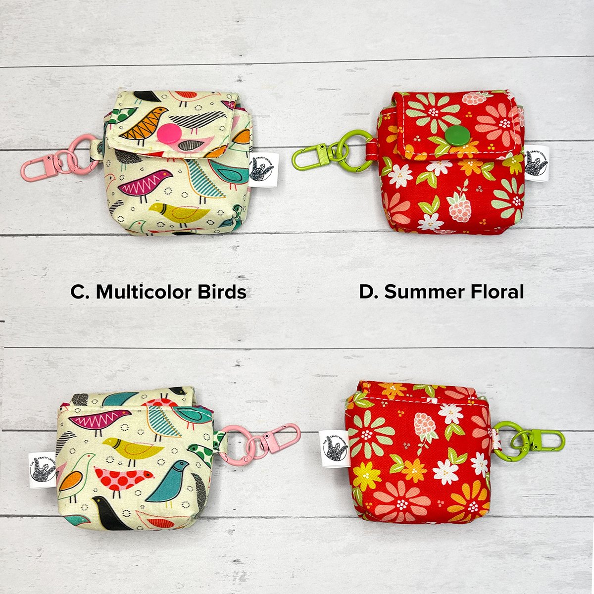 Earbud Case Keychain, Handmade Fabric Earbud Case, Airpod Case Bag Charm - Image 8