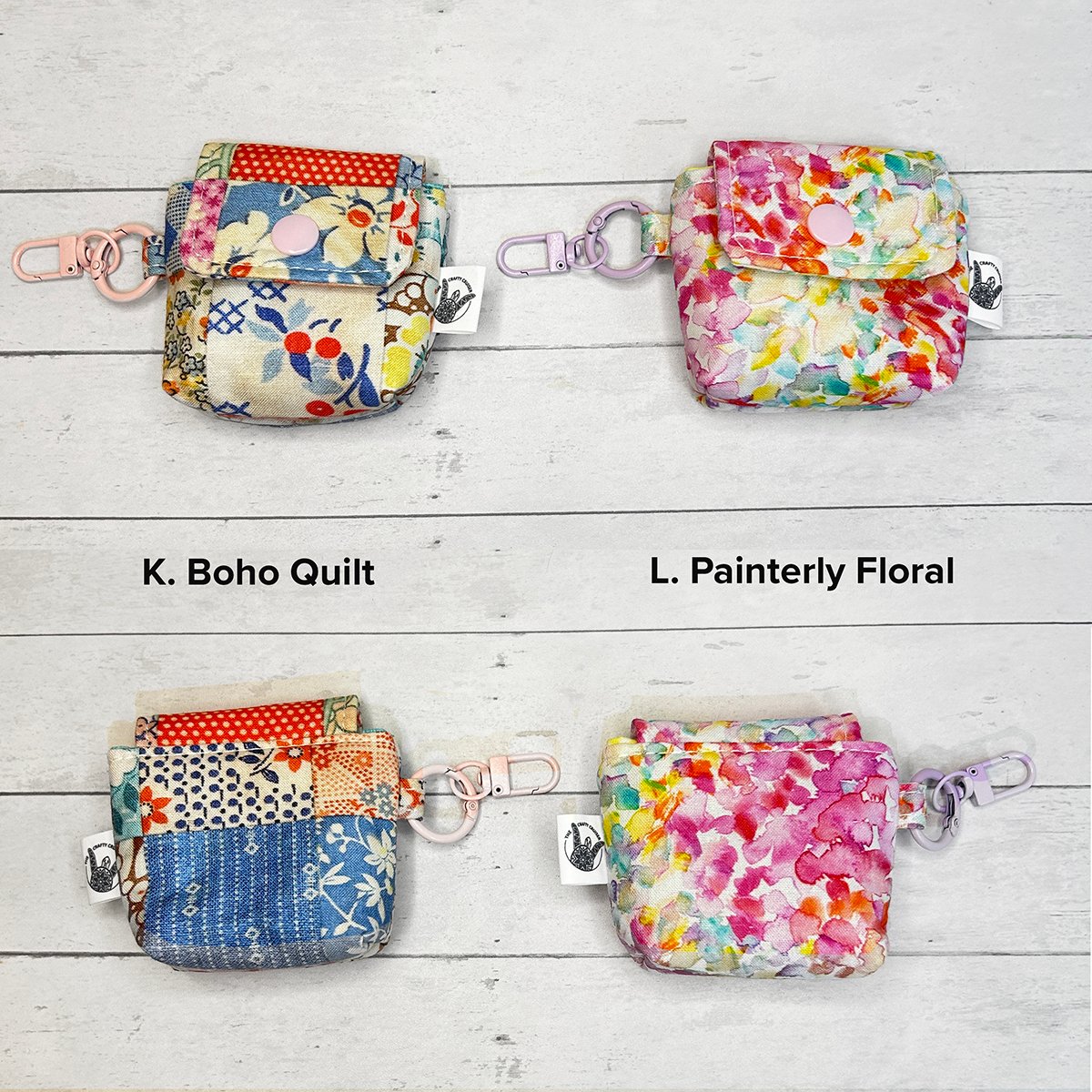 Earbud Case Keychain, Handmade Fabric Earbud Case, Airpod Case Bag Charm - Image 12