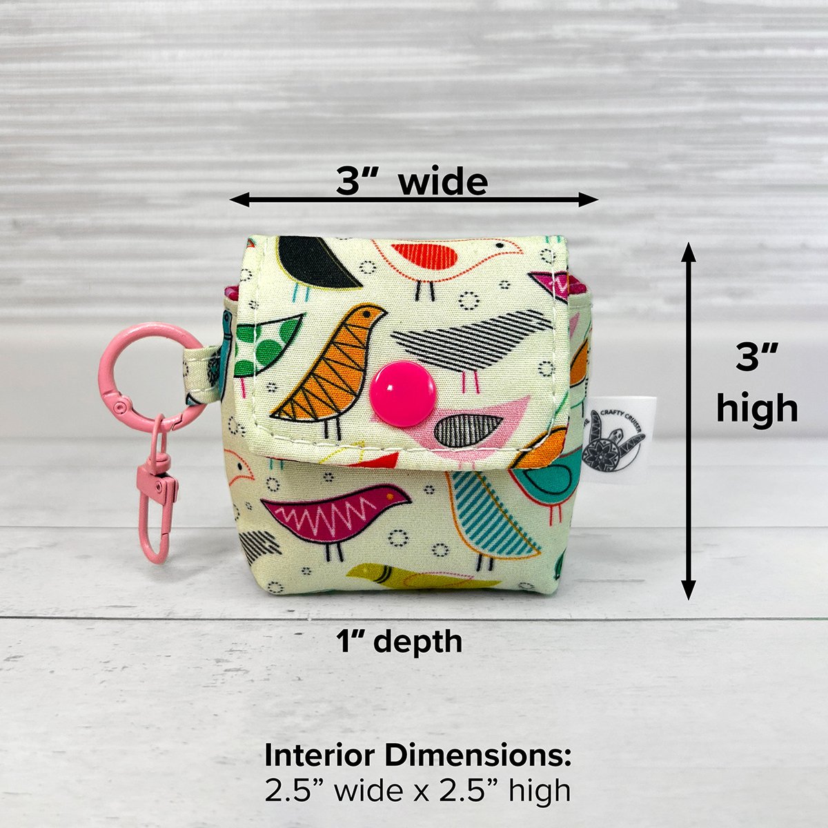 Earbud Case Keychain, Handmade Fabric Earbud Case, Airpod Case Bag Charm - Image 5